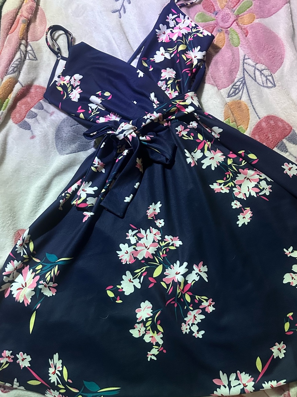 Navy Floral Tie-Waist Sundress